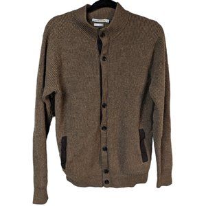 Peter Millar brown sweater medium button up long sleeved